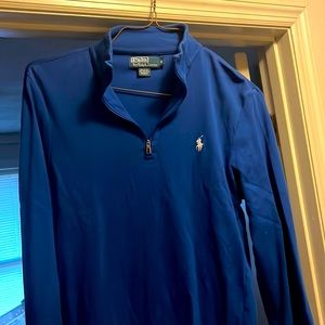 Men’s long sleeve quarter zip up blue Polo shirt